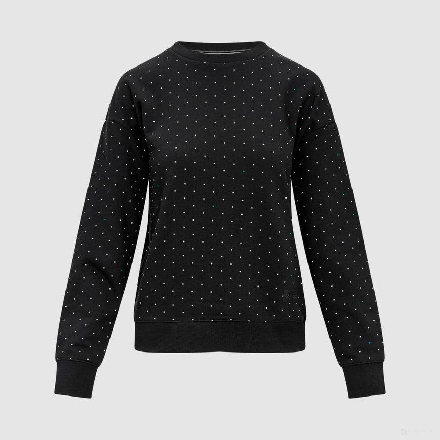 Mercedes Womens Polka Dot Crew Sweatshirt, Black - FansBRANDS®