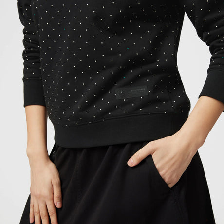 Mercedes Womens Polka Dot Crew Sweatshirt, Black - FansBRANDS®