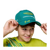 Aston Martin cap, team, Fernando Alonso, kids, green