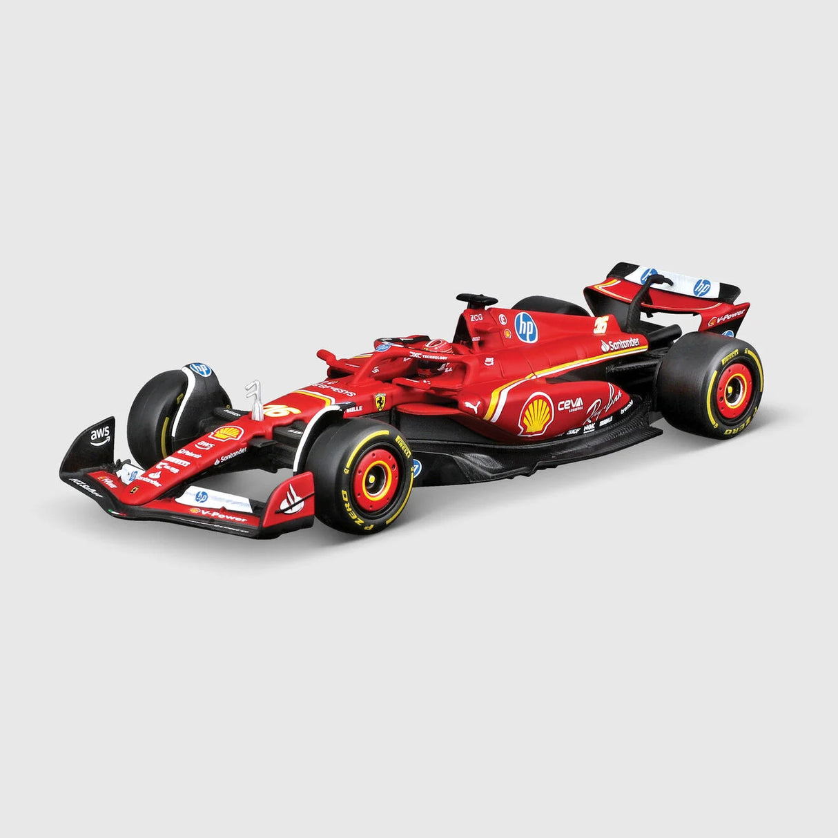 Ferrari Model car, Charles Leclerc, SF-24, acryl box, bburago, red