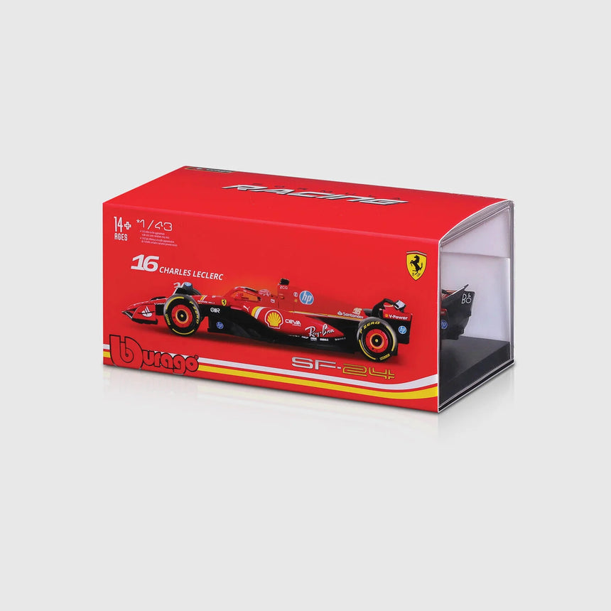Ferrari Model car, Charles Leclerc, SF-24, acryl box, bburago, red
