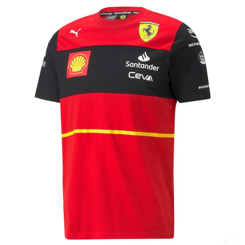 Red polo with black chest panel, Ferrari shield and Puma logo