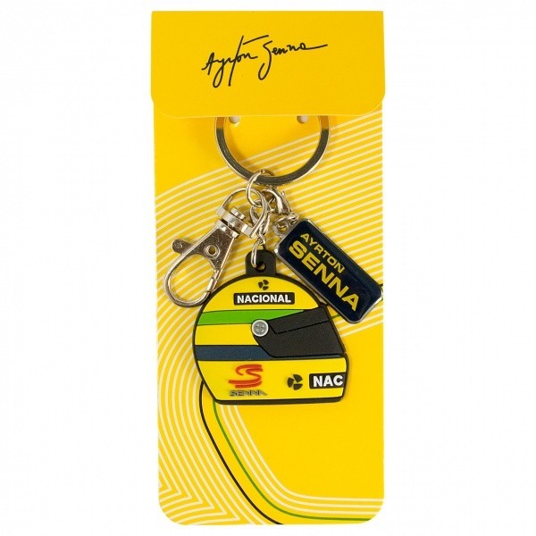 Ayrton Senna Keychain, 1990 Helmet, Yellow, 2015