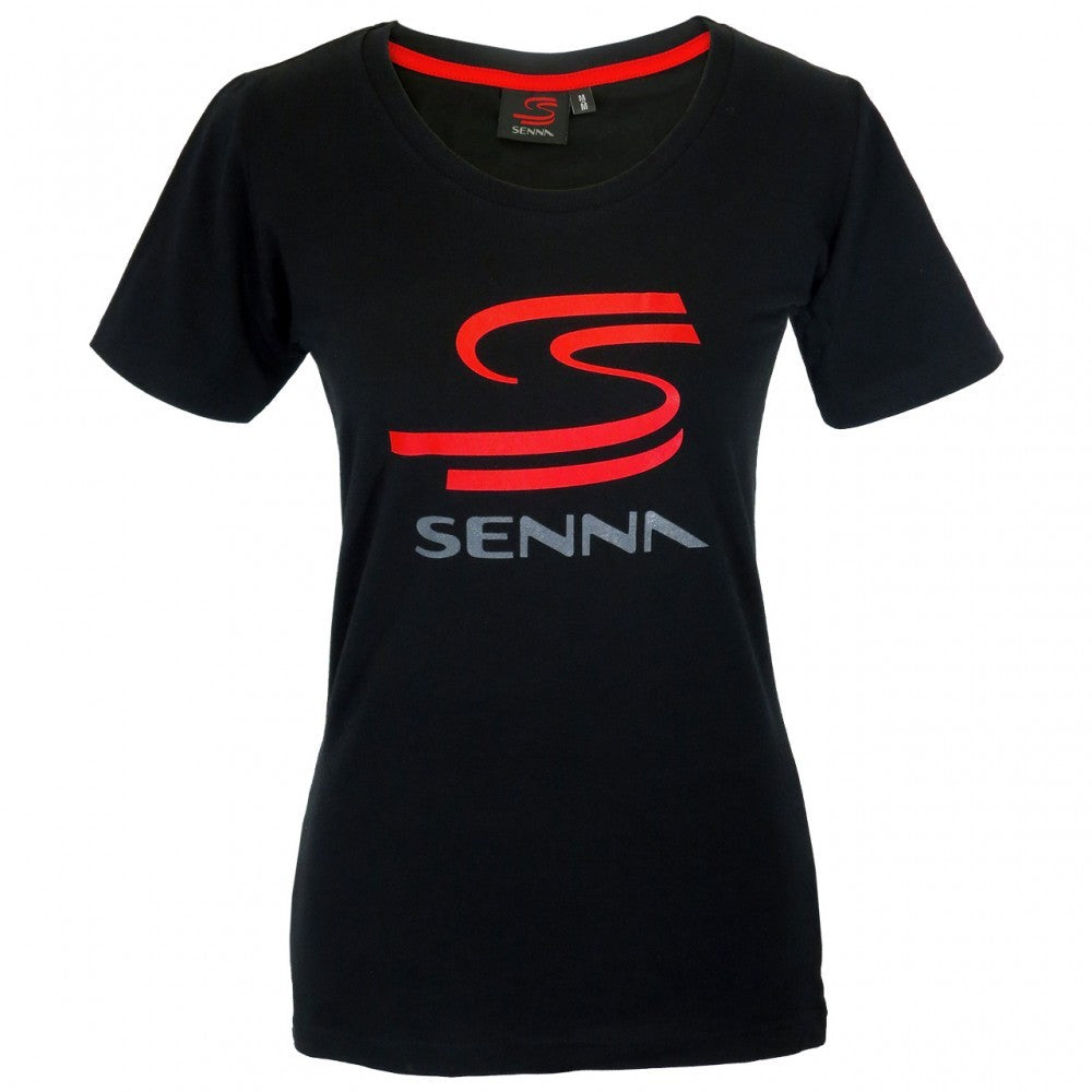 Ayrton Senna Womens T-shirt, Double S, Black, 2015