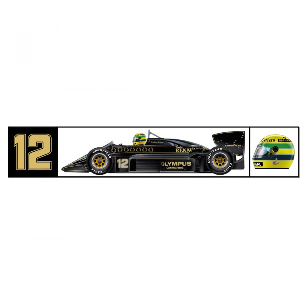 Ayrton Senna Sticker, Team Lotus Sticker, Black, 2018