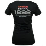 Ayrton Senna Womens T-shirt, World Champion 1988, Black, 2020