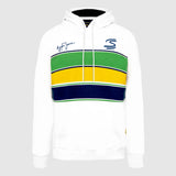 Ayrton Senna hoodie, stripe, white