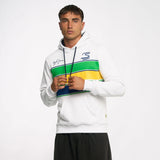 Ayrton Senna hoodie, stripe, white