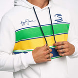 Ayrton Senna hoodie, stripe, white