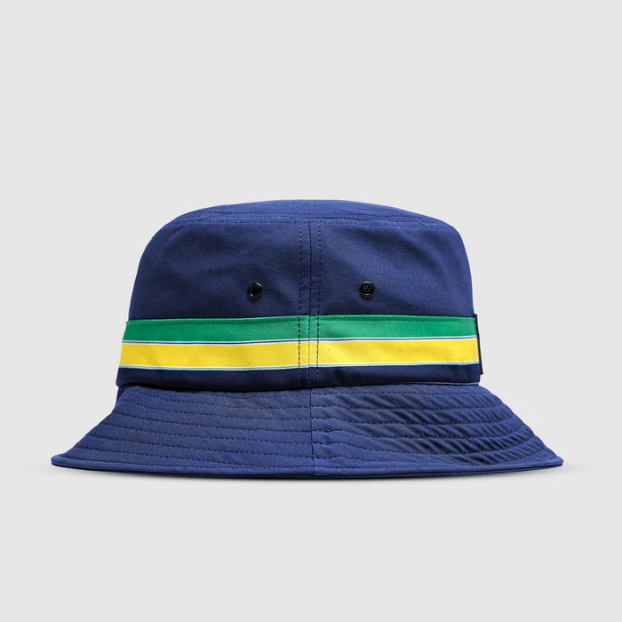Ayrton Senna bucket hat, stripe, blue