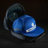 Ayrton Senna cap, Nacional, original 1984, with fabric hard case, blue