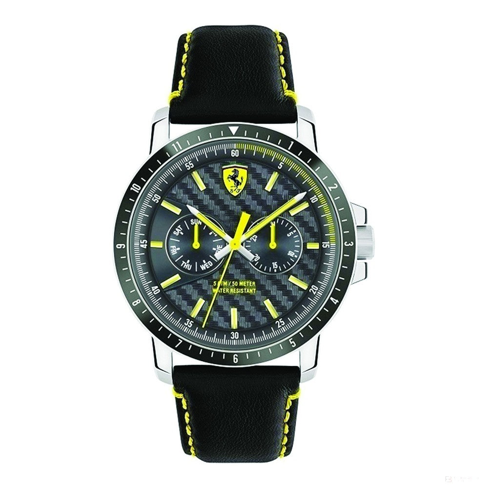 Ferrari Watch, Turbo MultiFX Mens, Black-Yellow, 2019
