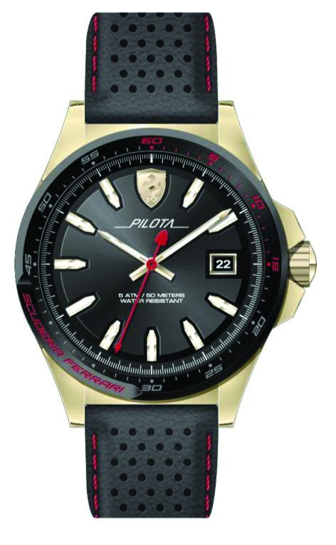 Ferrari Watch, Pilota Quartz Mens, Black, 2019
