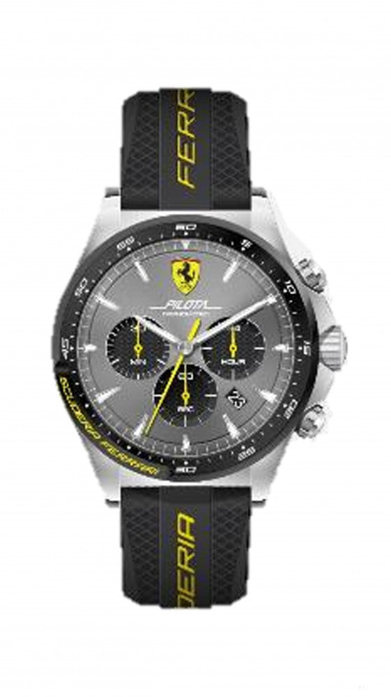 Ferrari Watch, Pilota Chrono Mens, Black-Yellow, 2019