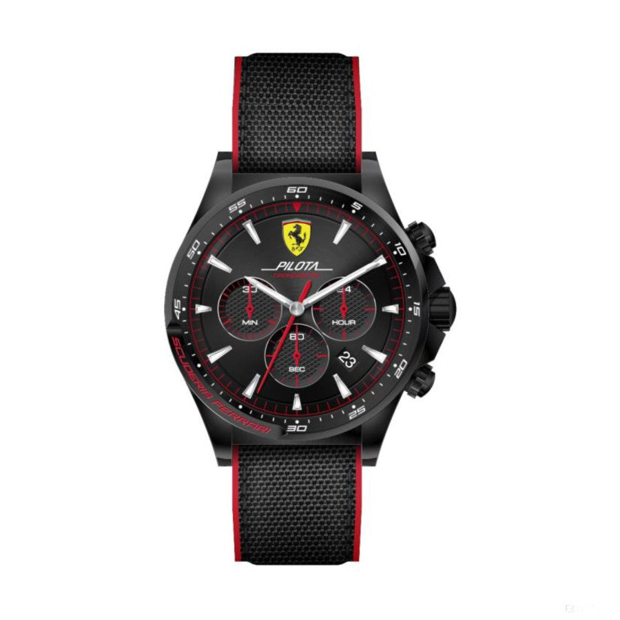 Ferrari Watch, Pilota Chrono Mens, Black-Red, 2019