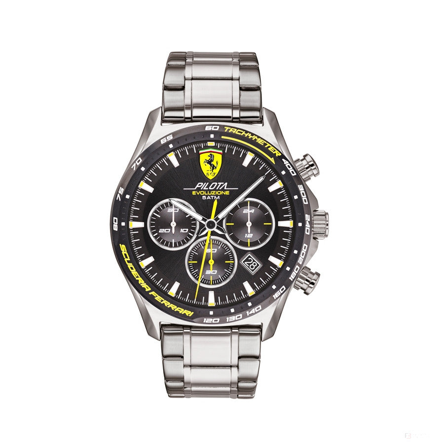 Ferrari Watch, Pilota EVO Chronograph SS Mens, 44 mm, Grey, 2020 - FansBRANDS®