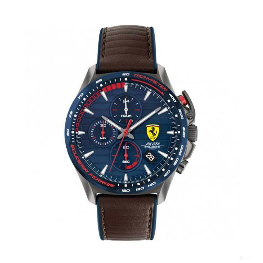 Scuderia Ferrari Watch Pilota Evo Brown Leather Strap FansBRANDS COM