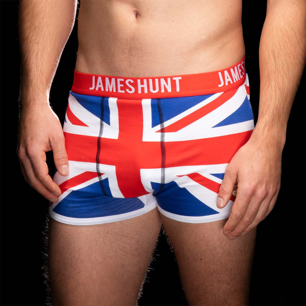 James Hunt Underwear, Helmet + Union Jack Boxer Shorts - Double Pack, Blue, 2021