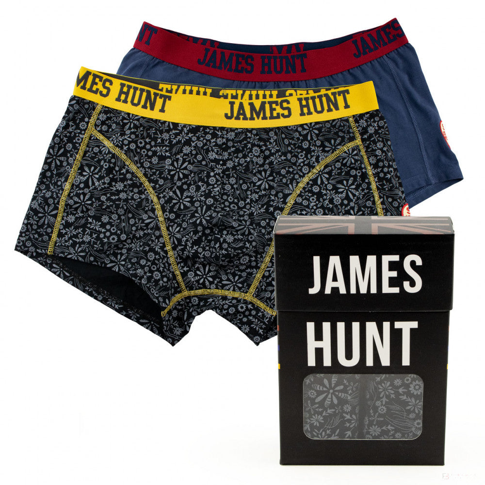 James Hunt Underwear, Seventies + 76 Boxer Shorts - Double Pack, Blue, 2021
