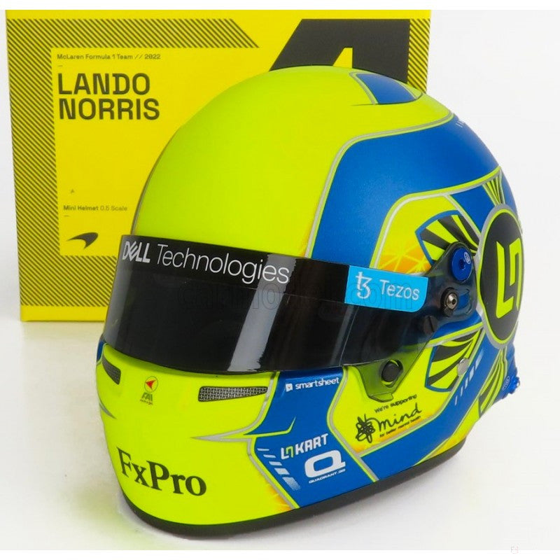 Lando Norris MINI helmet yellow and blue in box