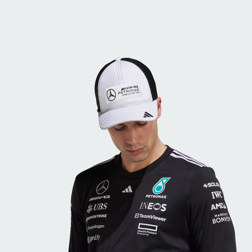 Mercedes cap, trucker, long logo, white 🔥
