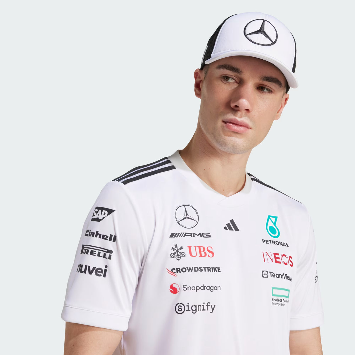Mercedes cap, trucker, big logo, white/black 🔥