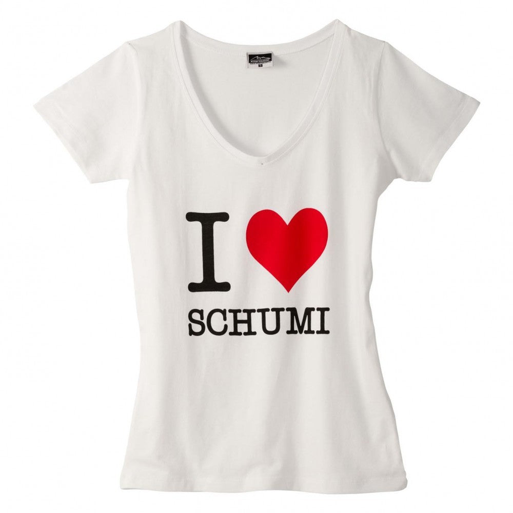 Michael Schumacher Womens T-shirt, V Neck, White, 2015