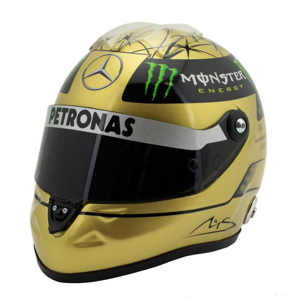 Michael Schumacher Mini Helmet, 1:2 scale, 2011 Spa, Gold, 2020 - FansBRANDS®