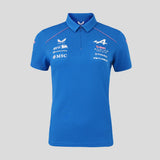 Blue women's T-shirt with Alpine logo on front