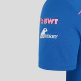 Blue t-shirt left sleeve with BWT and Oakberry text