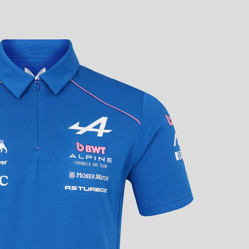 Blue t-shirt front with BWT logo and Alpine text