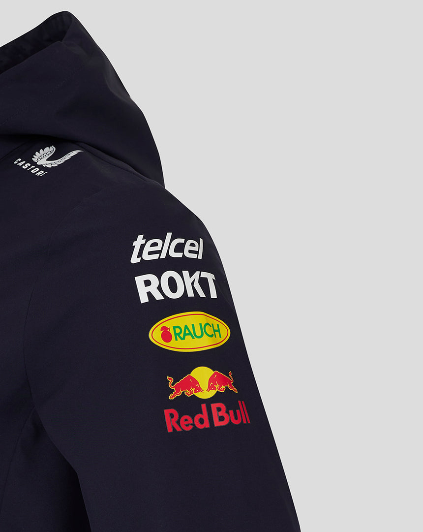 Blue jacket sleeve detail with Red Bull logo