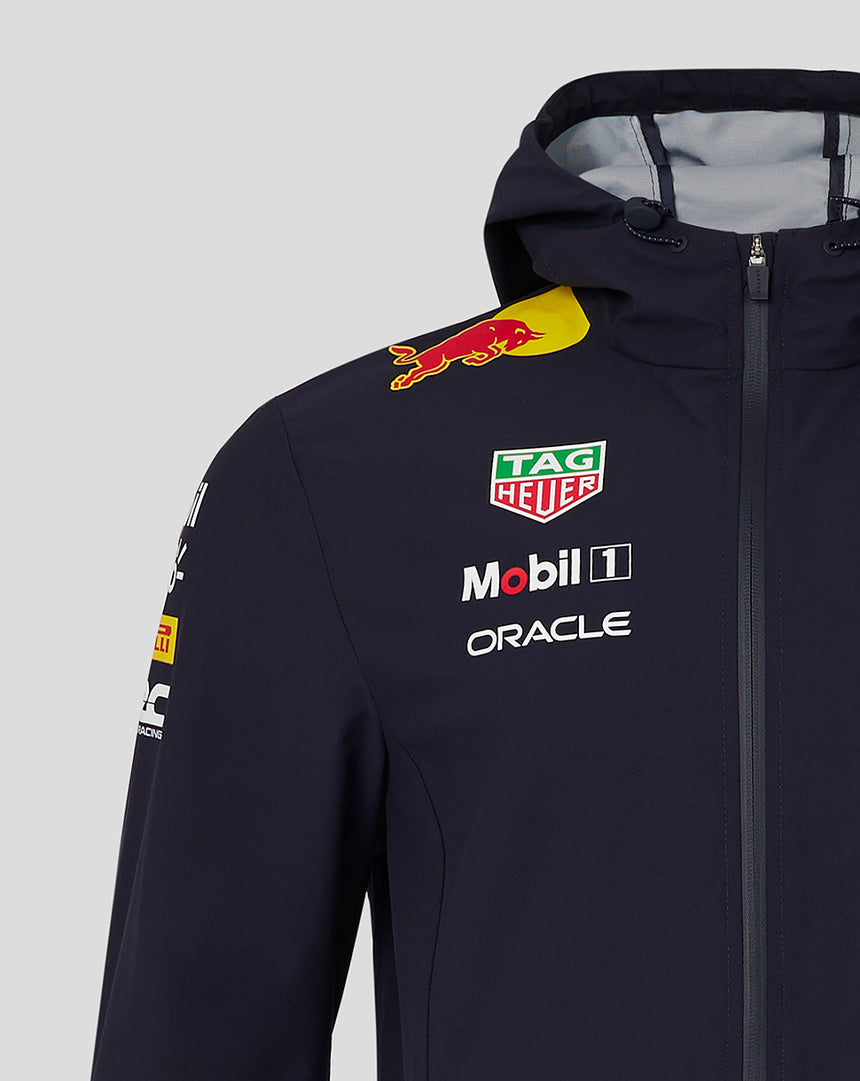 Blue Red Bull jacket front with TAG Heuer logo