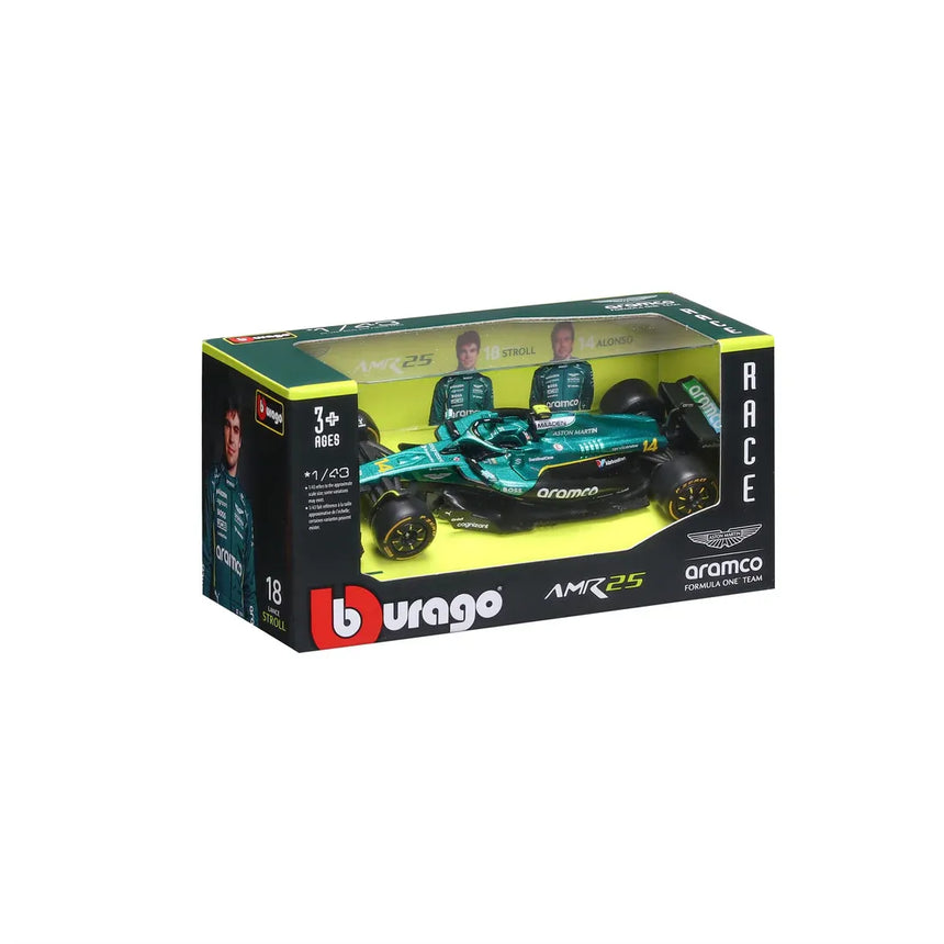 Aston Martin AMR25 model car in green packaging.