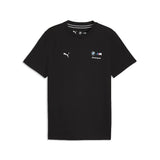 Black round neck T-shirt with BMW MMS logo front.