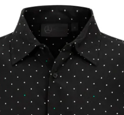 Camisa Mercedes de lunares para hombre, negra