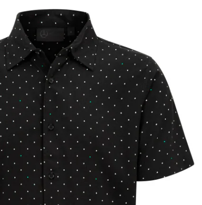 Camisa Mercedes de lunares para hombre, negra