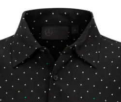 Camisa Mercedes de lunares para hombre, negra
