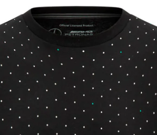 Camiseta Mercedes de lunares para hombre, negra