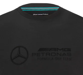 Camiseta Mercedes, logotipo grande Stealth, negra, 2022