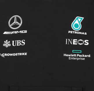 Sudadera con capucha para niños Mercedes Team, color negro, 2022