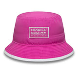 Pink bucket hat with Oracle lettering