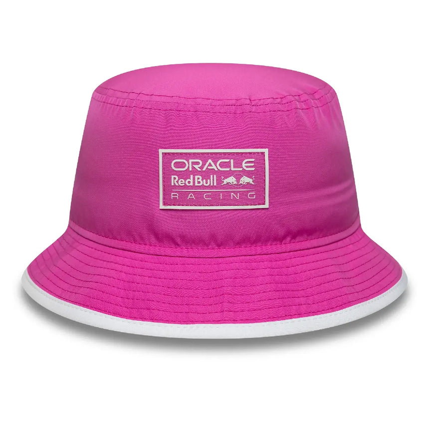 Pink bucket hat with Oracle lettering