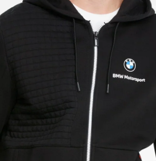 Sudadera con capucha BMW, Puma BMW MMS, cremallera completa, negra, 2021