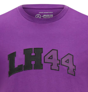 Camiseta Mercedes para hombre con el logotipo de Lewis Hamilton, morada