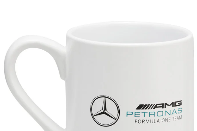 Taza Mercedes, logotipo del equipo, 300 ml, blanca, 2022